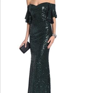 Badgley Mischka Off The Shoulder Sequin Dress